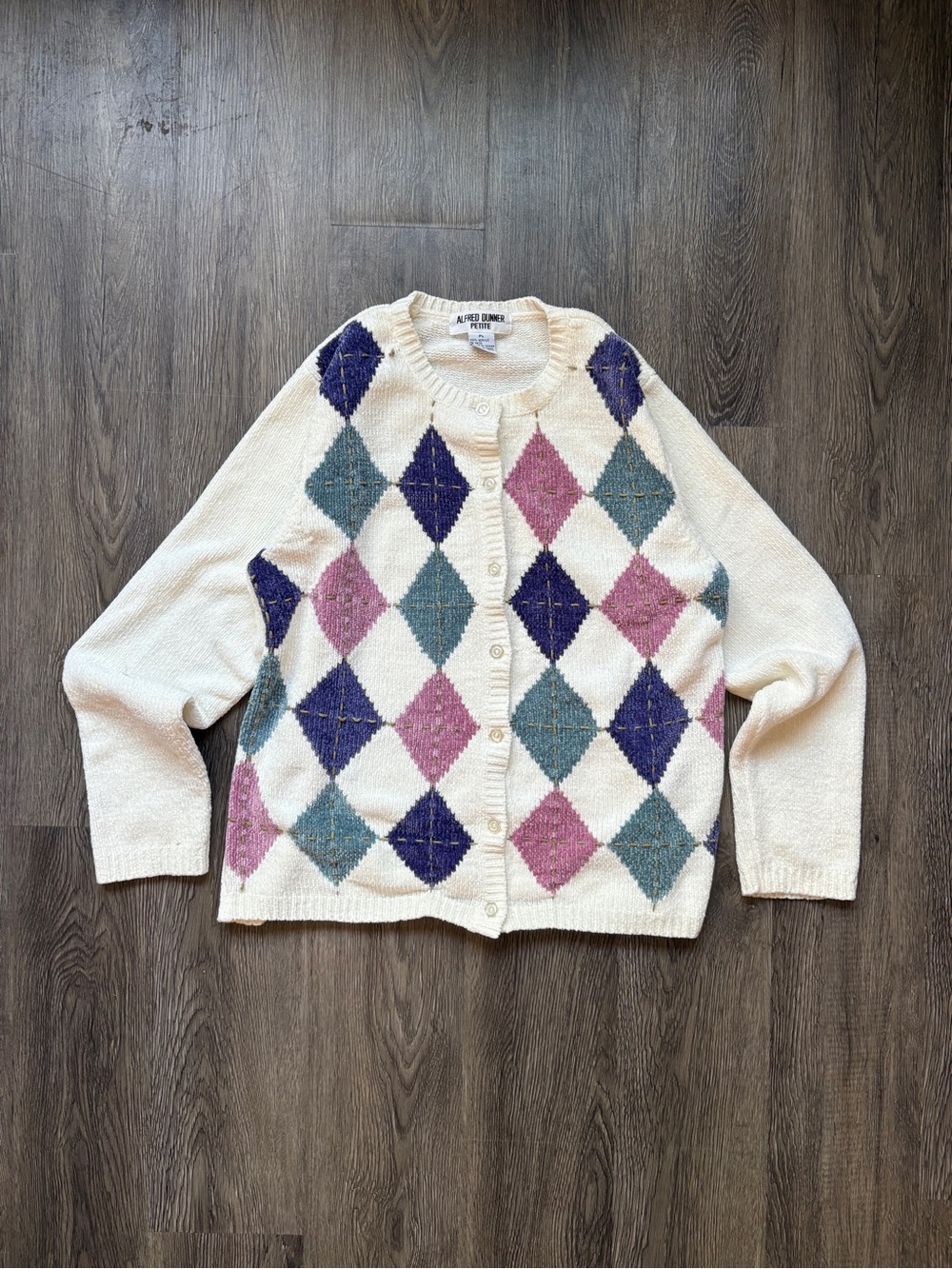 Alfred Dunner Argyle Cardigan | Petite Large